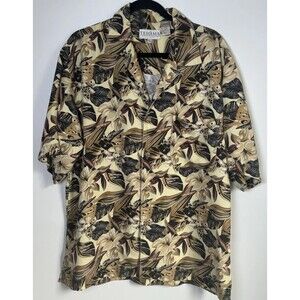 Vintage Tehama Clint Aloha Shirt Men's Medium Floral Tropical Hawaiian Tencel